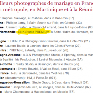 Normandie, Saint-Hilaire-du-Harcouët : SNK Studio classé meilleur photographe de mariage en 2022.